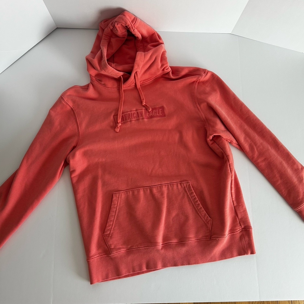 American Eagle Mens Medium peach/red/orange Hooded Sweatshirt Hoodie